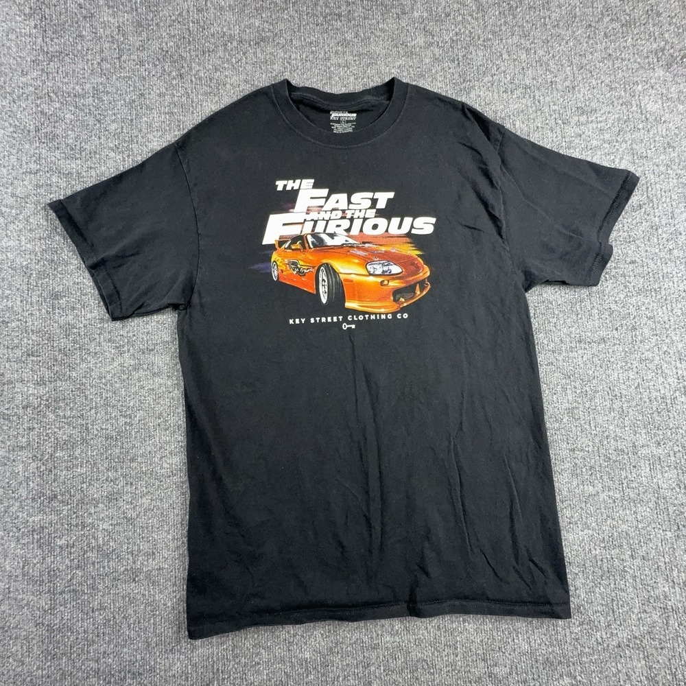 Key Street Shirt Mens Large Black Fast & Furious Orange Car Graphic Tee Movie